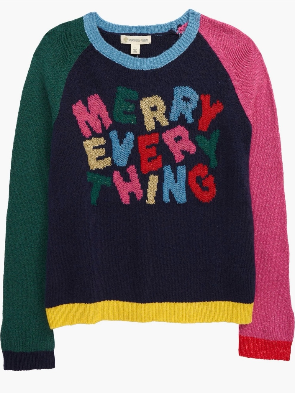 Tucker + Tate Merry Everything Colorblock Knit Sweater Girls Size 7